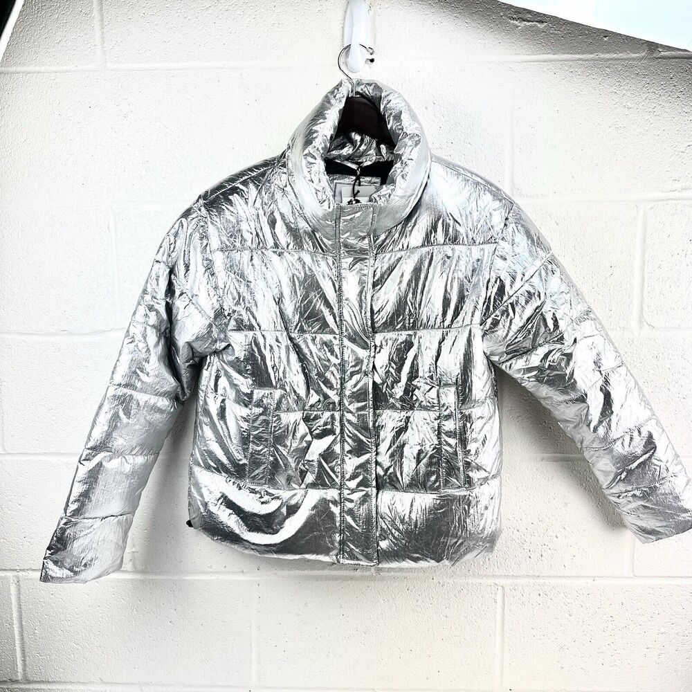 Royal Matrix Sz M Silver Puffer Jacket Metallic Future Core NWT New